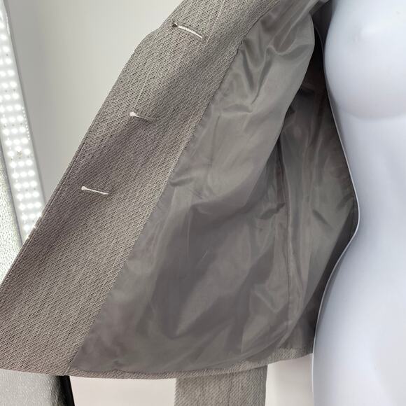 Evan-Picone Gray Herringbone Lined Button Closure Round Collar Blazer Jacket 6P - Picture 4 of 8